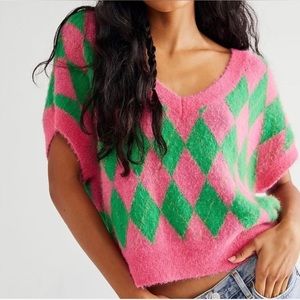 NWT Free People Through The Motions Short Sleeve Sweater Small Clueless Vibes, S